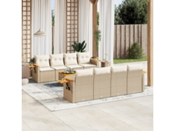 Conjunto de 9 sofás de jardín con cojines de mimbre beige de Dkd Home Decor