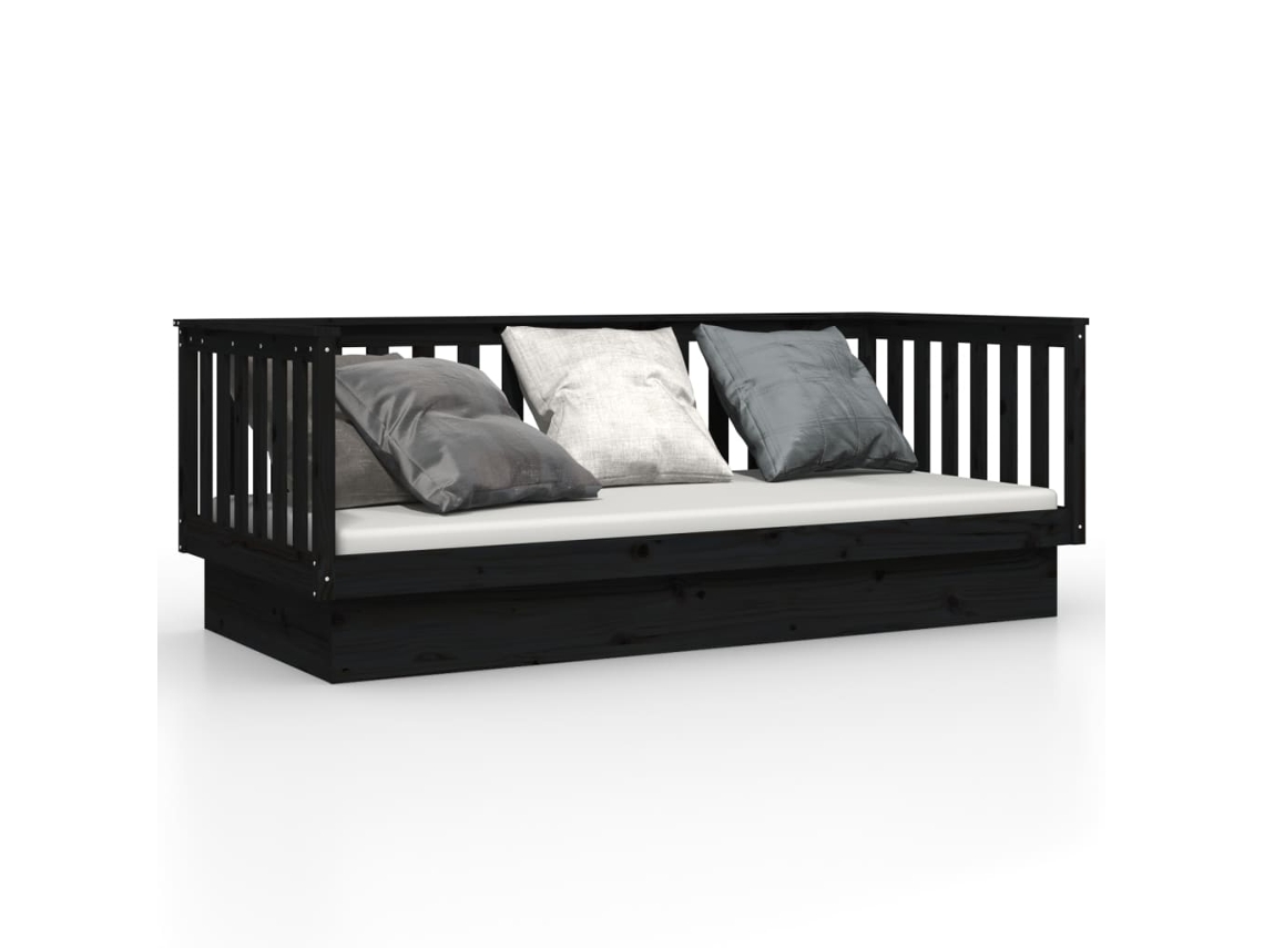 Sofá Cama VIDAXL Negro Madera (207.5x107x76 cm)