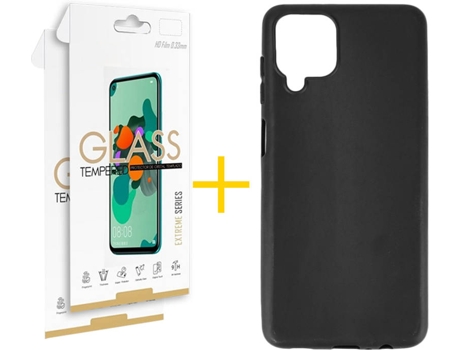 Kit Funda + 2 Protectores de Pantalla Samsung Galaxy A12 4G SKYHE Liso (Negro)
