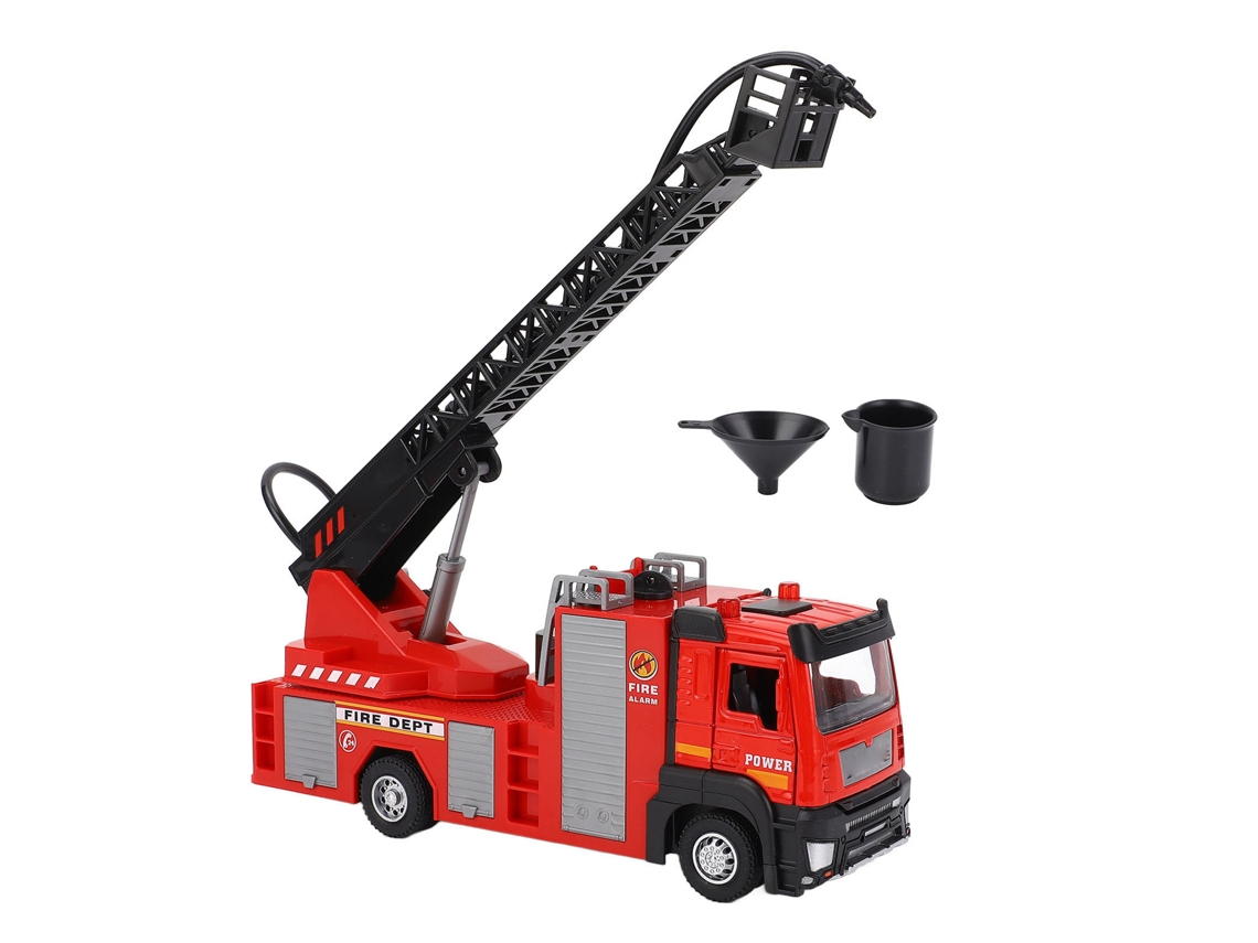 Rebe-brinquedo Caminhão De Bombeiros Com Escada Som Luz E Função De Borrifo De Água Liga Para Crianças Pequenas