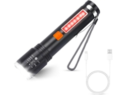 Antorcha LED 3000 Lúmenes Recargable 4 Modos Linterna de Bolsillo Impermeable para Acampar Senderismo Emergencia Negro YEMAESRE