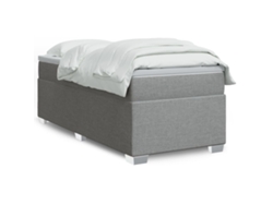 Cama Box Spring Con Colchón Tela Gris Claro 90x200 Cm