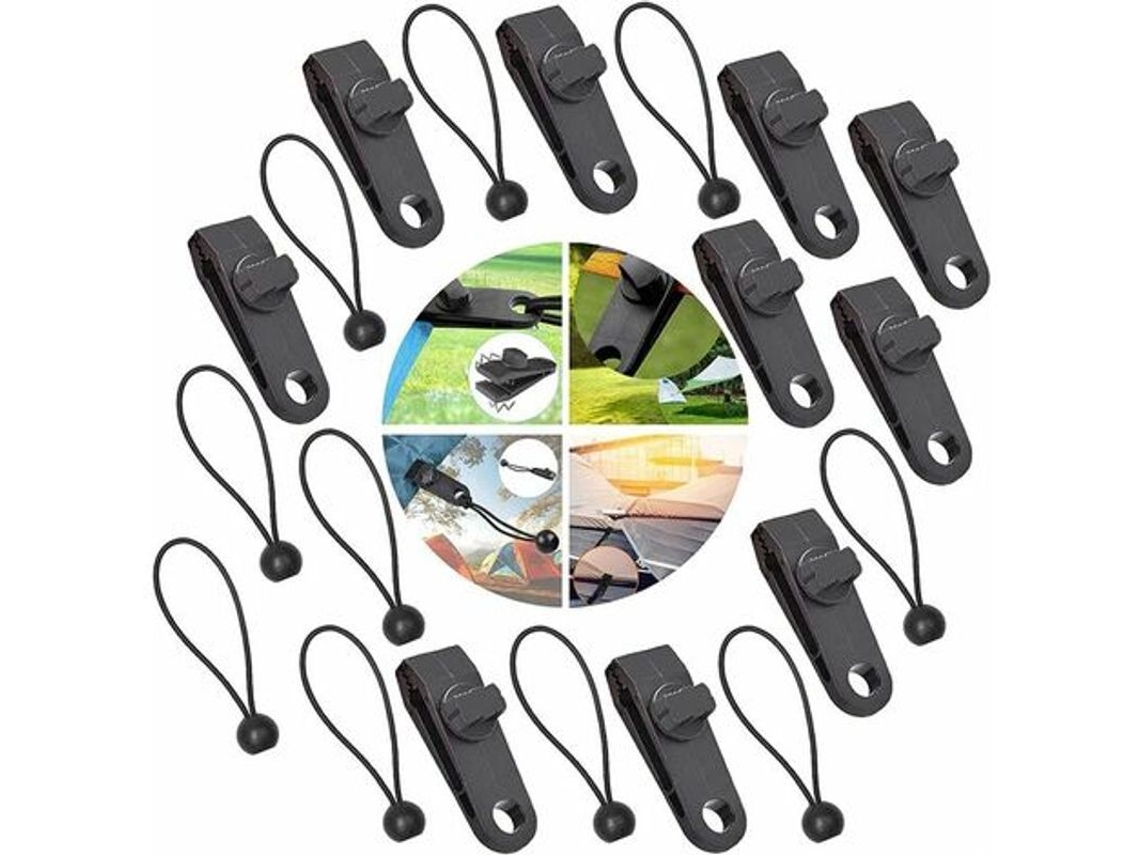 Clips Para Tiendas De Campaña Con 10 Clips De Bloqueo Y 10 Cordones De Sujeción - 20 Piezas Reutilizables