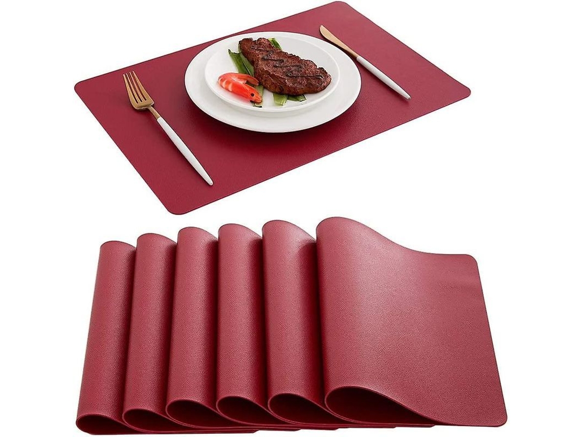 2026-manteles De Mesa Para Día De San Valentín Set De 6 Cuero Sintético Resistente Al Calor Impermeable Lavable Antideslizante Moderno