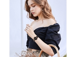 Reloj De Pulsera De Cuarzo Sencillo Para Mujer Con Correa De Piel Sintética Gris.