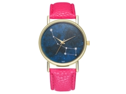 Reloj Analógico De Cuarzo Para Mujer/hombre Con Correa Pu Dial Estrellas (rojo Rosa)