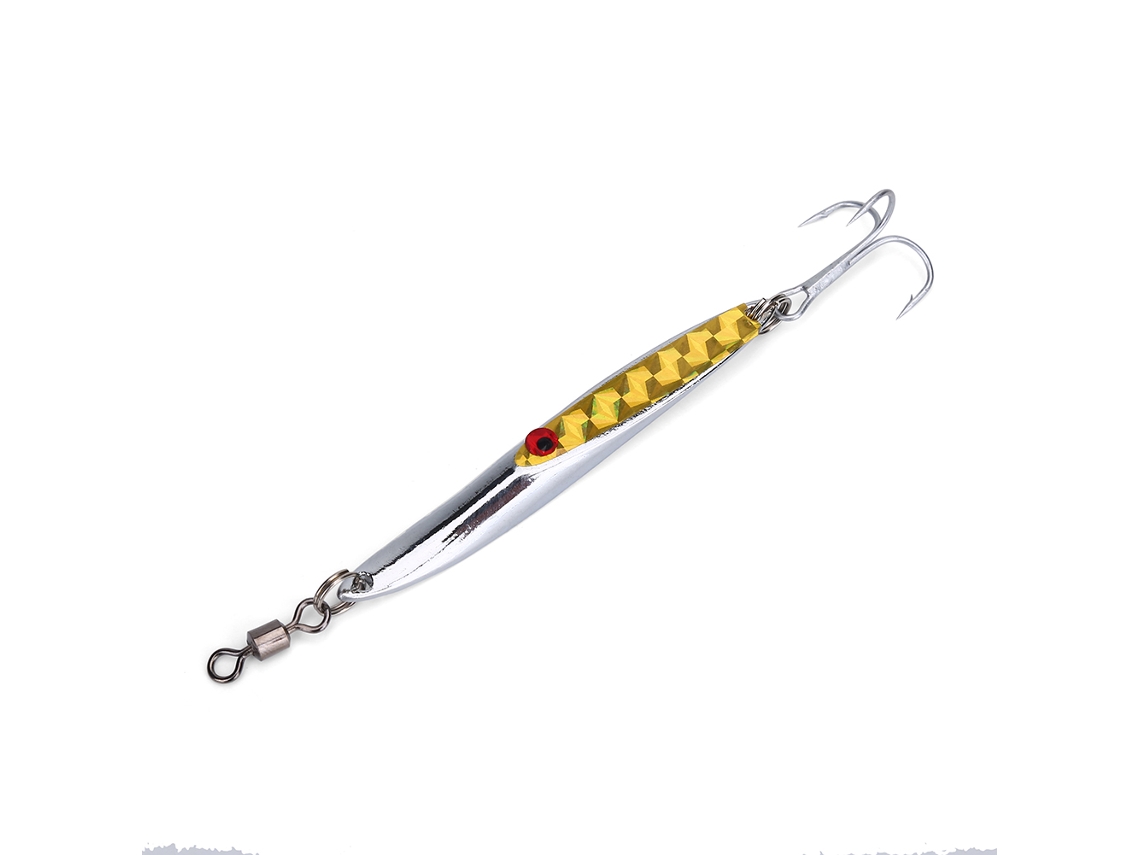 Señuelo Metálico Artificial Con Cuchara Y Lentejuelas Para Lubina, Señuelo Jig Amarillo, 28 G Con Anzuelo Afilado.