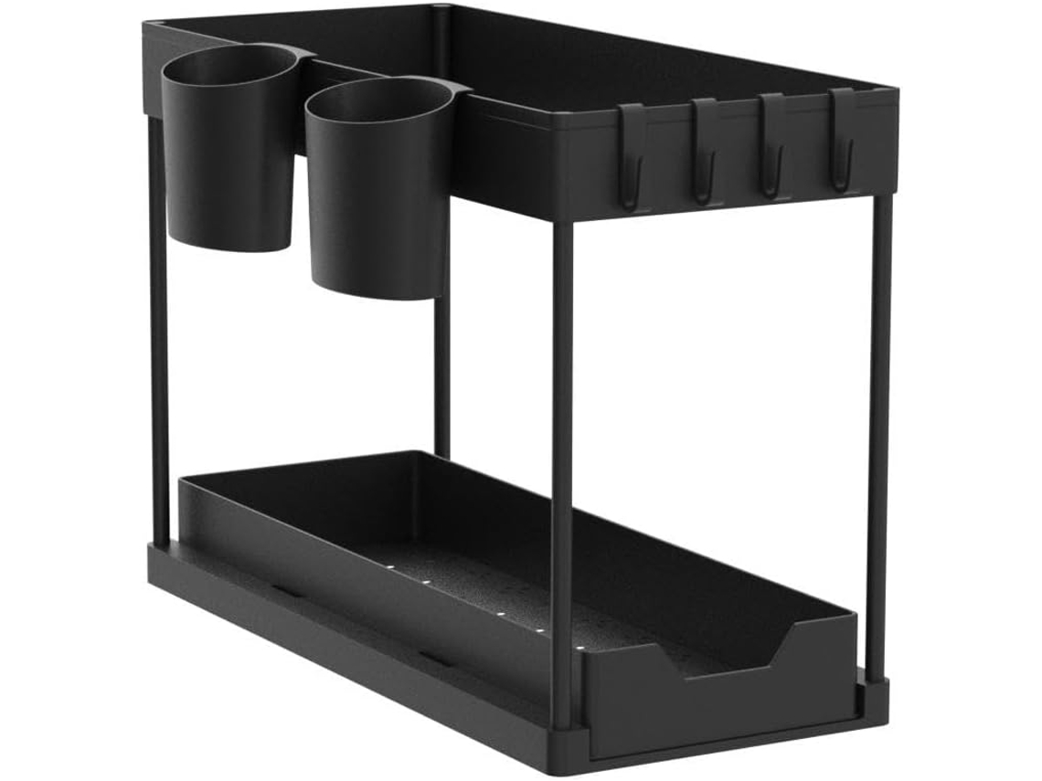Organizador Extensible 2 Niveles Bajo Fregadero, Negro