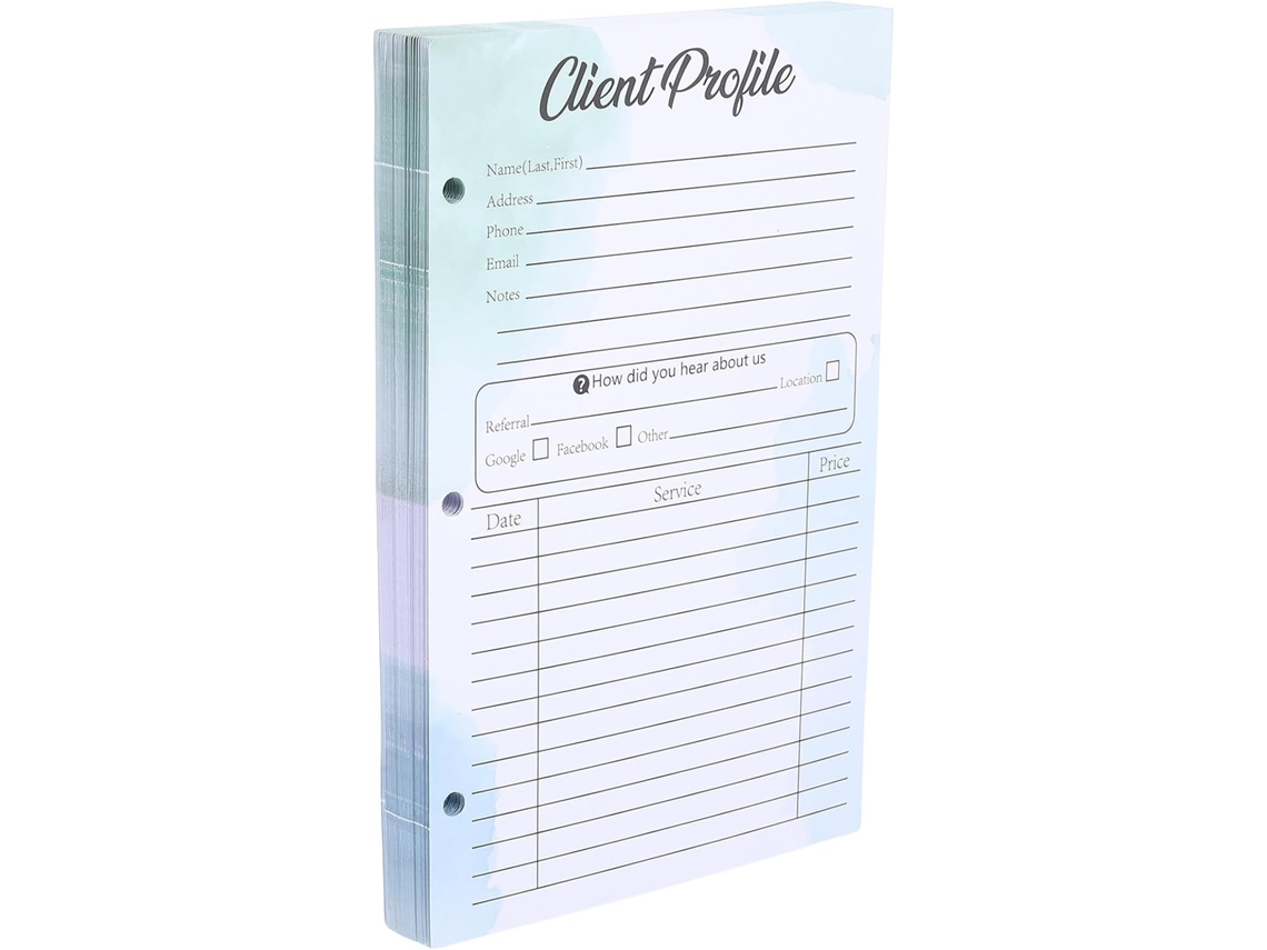 50 Tarjetas De Información Para El Cliente Perforadas (3 Agujeros) - 216 X 14 Cm - Papel Verde - Compatible