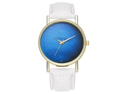 Reloj De Pulsera Analógico Con Correa De Pu, Movimiento De Cuarzo, Estilo Sencillo, Blanco.