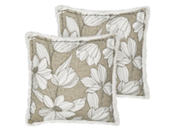 Juego de cojines decorativos hechos a mano con flecos BELIANI Cyanotis de Algodón Blanco 45x45x8