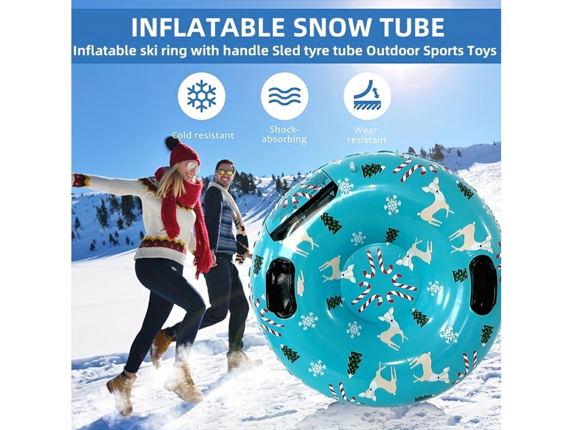Tubo De Nieve Azul De 95 Cm Grueso Resistente Al Frío Con Colchoneta Inflable Y Diseño Antivuelco