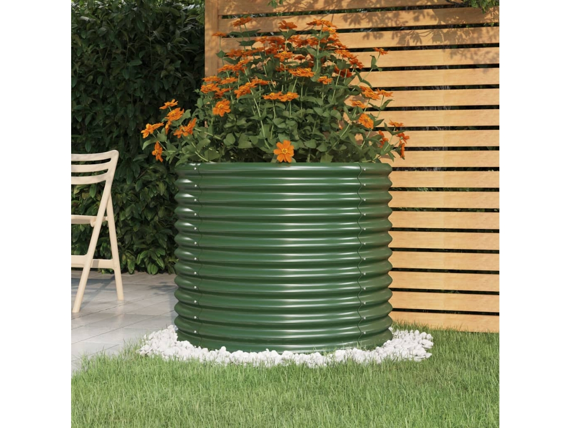 Jarrón/maceta de jardín de acero revestido con polvo, 80 x 80 x 68 cm, verde, DKD Home Decor