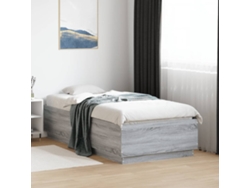 Estructura Cama Con Luces Led Madera Gris Sonoma 90x190 Cm