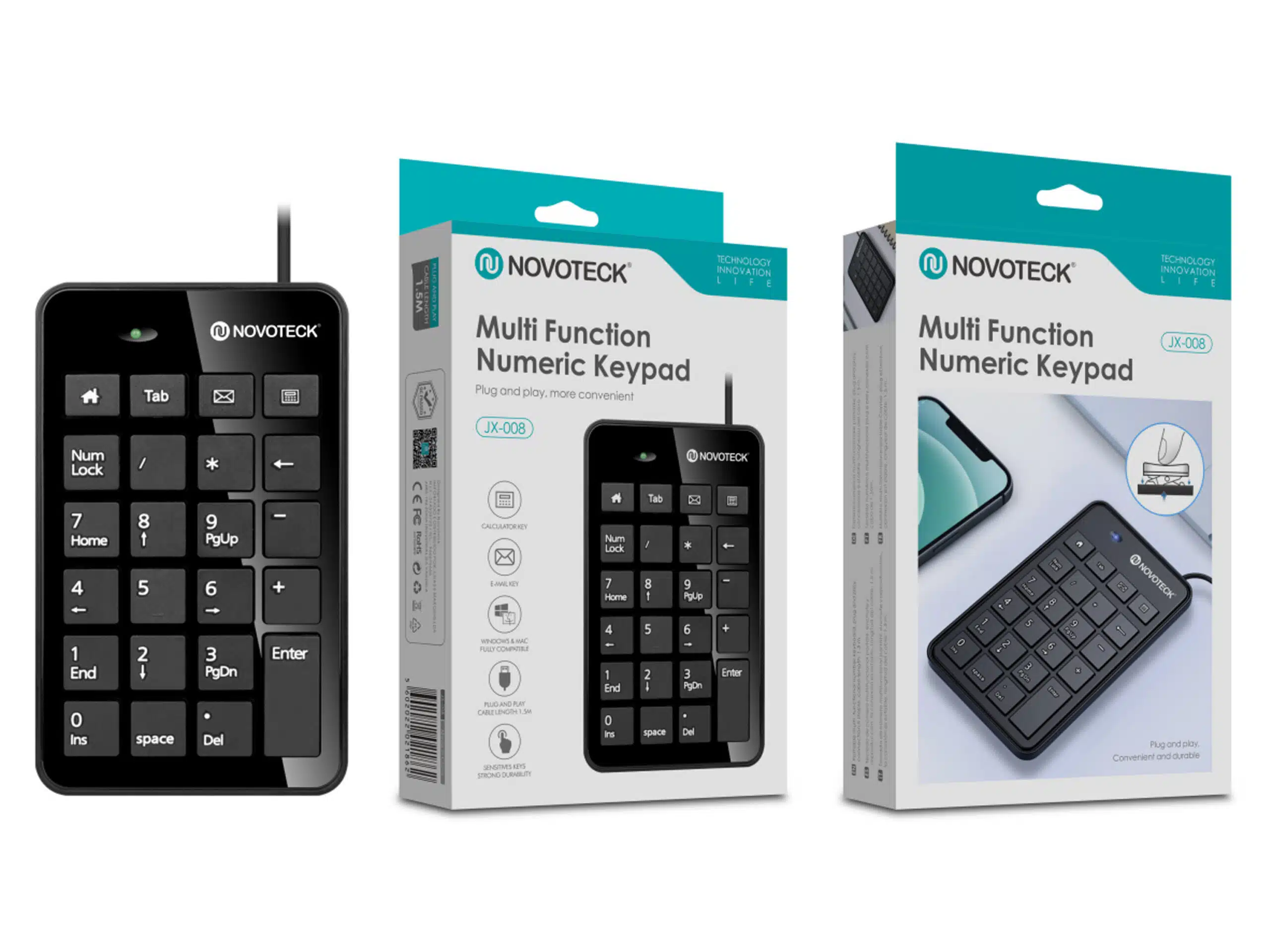 Teclado numérico multifuncional Novoteck Jx 008: eficiencia y comodidad en el trabajo