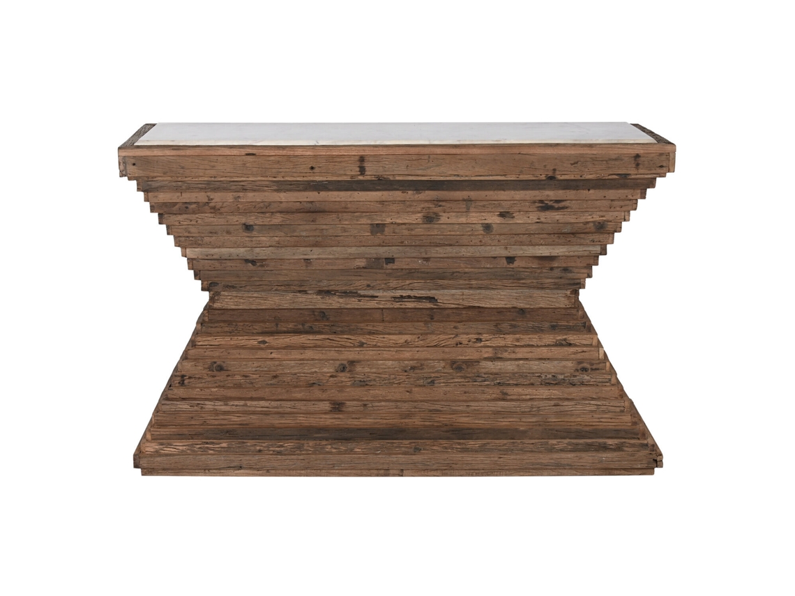 Consola Madera Reciclada Marmol Marron 138x45x87cm