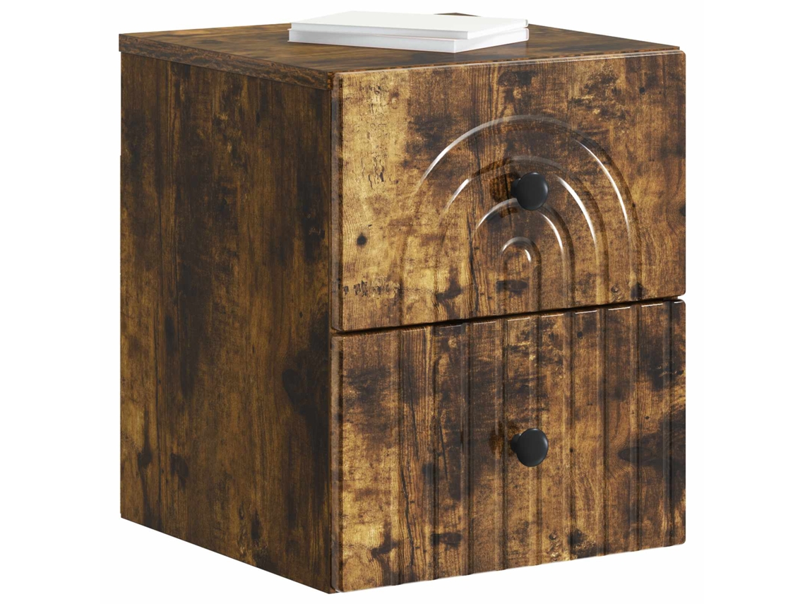 Maison Exclusive - Mesita De Noche De Pared 2 Pcs Roble Ahumado 33 X 34,5 X 40 Cm