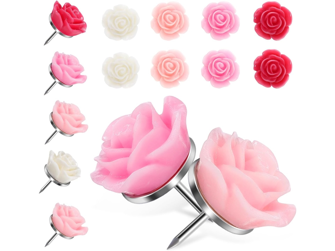 Chinchetas Decorativas De Resina Con Forma De Flor, Paquete De 40, Duraderas.