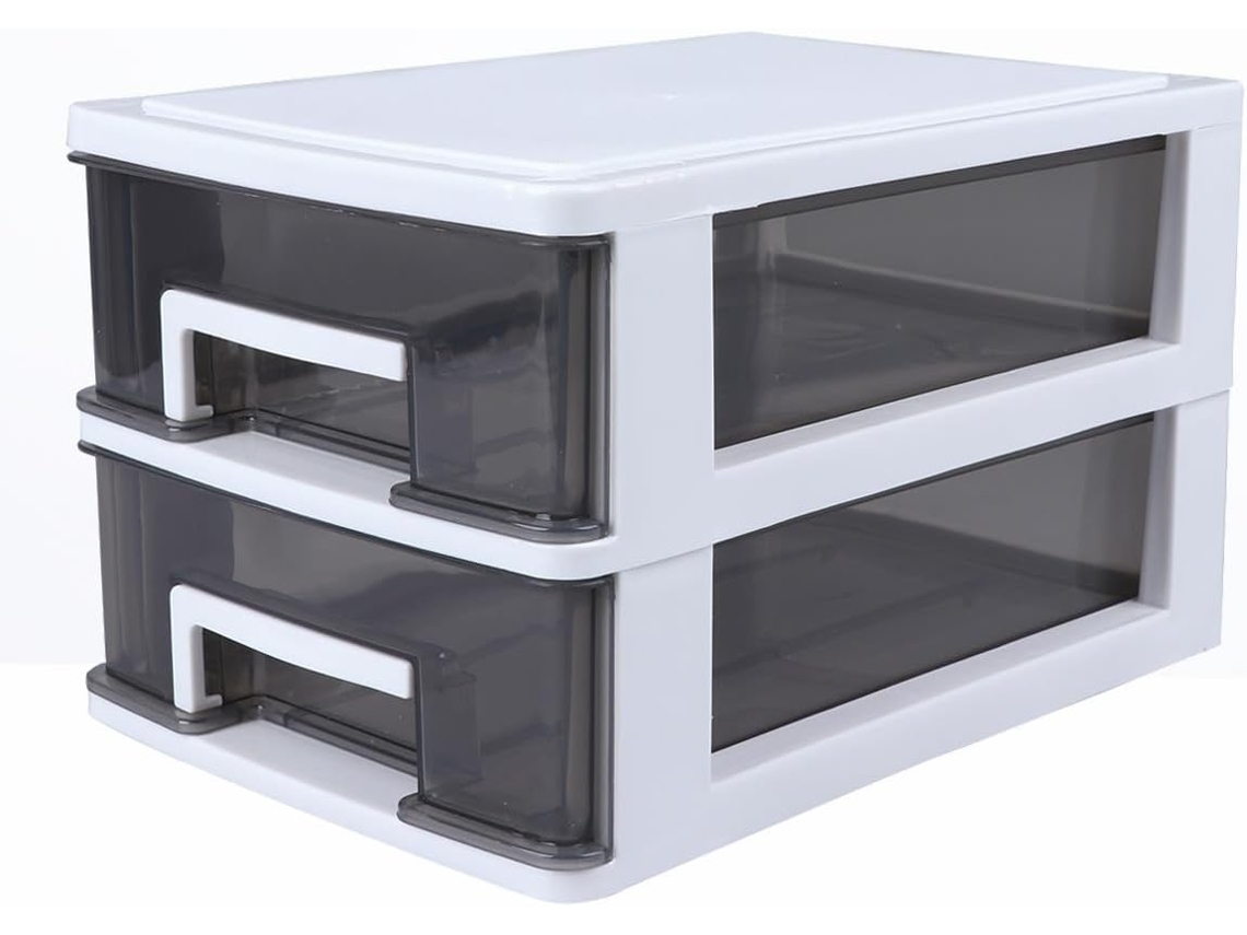 Caja Organizadora De Plástico De 2 Niveles, Tamaño Mediano, Transparente Y Negra, Para Cosméticos.