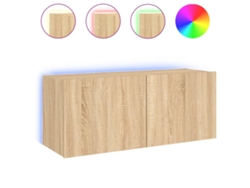 Mueble de TV de pared con luces LED, roble, Sonoma MAISON EXCLUSIVE (100x35x41 cm)