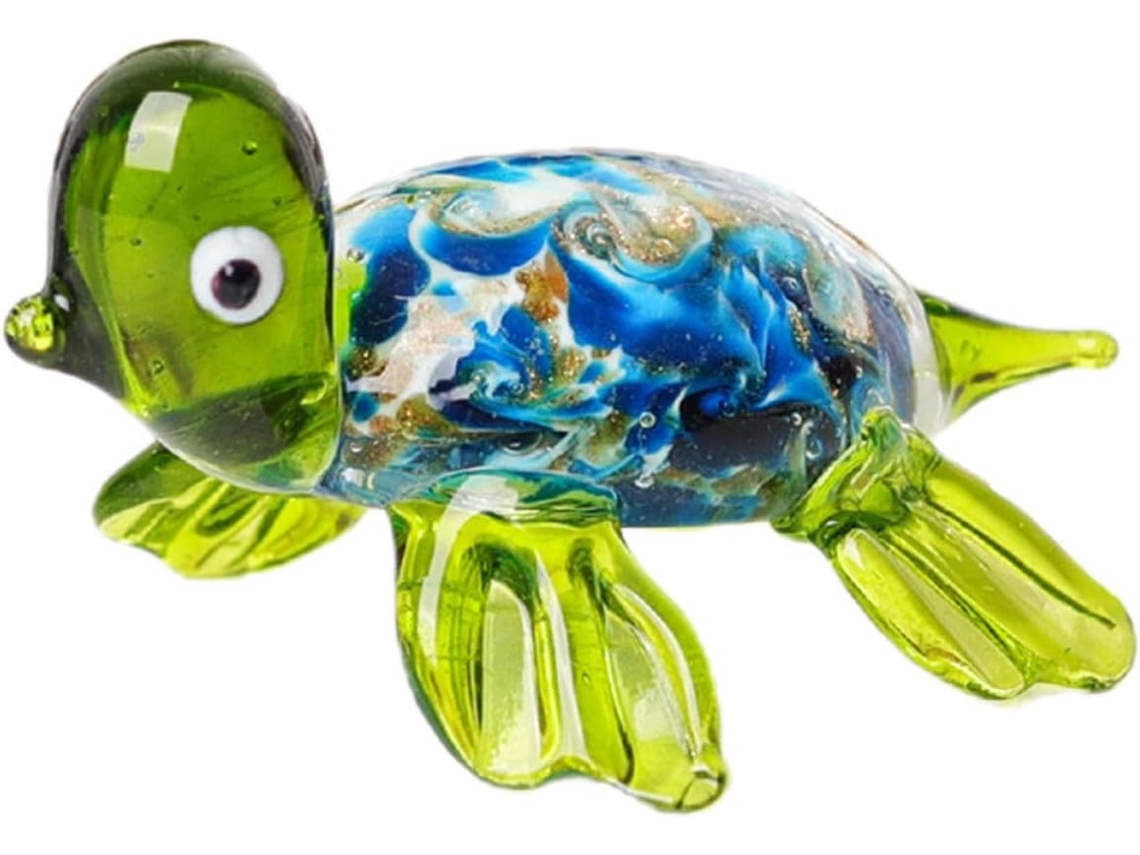 Figura de tortuga de cristal verde, decoración elegante y duradera, miniatura para oficina, pieza artística práctica para uso doméstico, GOKOCO