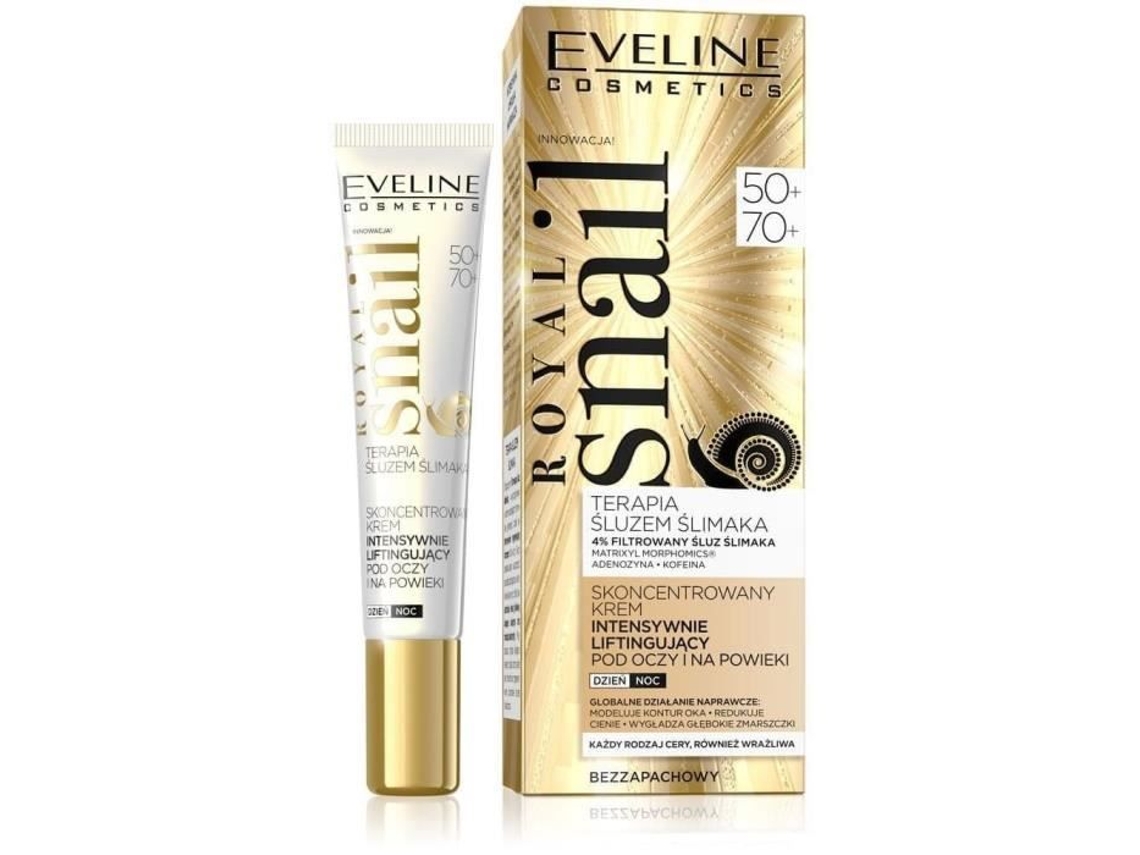 Royal Snail 50/70 Therapy Śluzem Ślimaka Skoncentrowany Krem Intensywnie Liftingujący Pod Oczy e na Powieki 20Ml EVELINE COSMETICS
