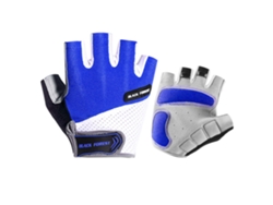Guantes de ciclismo de medio dedo, transpirables, antideslizantes y con absorción de impactos para hombre y mujer (azul)