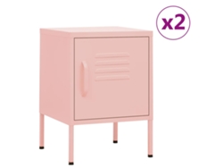 Mesitas de Noche LOVELY HOME Mesinha 2 Pcs 35X35X51 Cm Aço Rosa