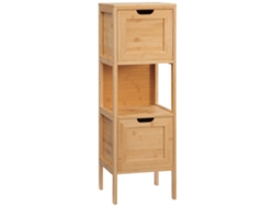 Mueble De Baño De Bambú Con 2 Cajones Y 1 Estante - Dimensiones 30 Cm De Largo X 30 Cm De Ancho X 90 Cm De Alto