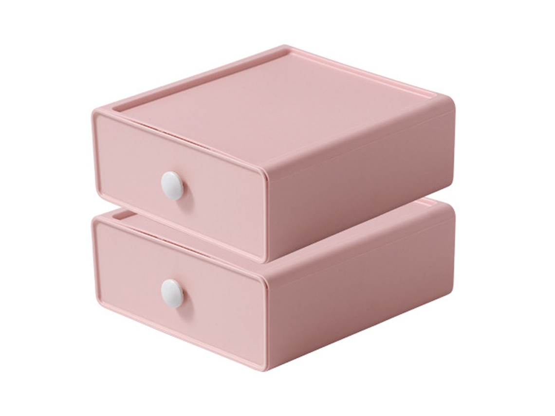 Organizador oficina cajas apilables cajón rosa (21x20x16cm) Kofihety