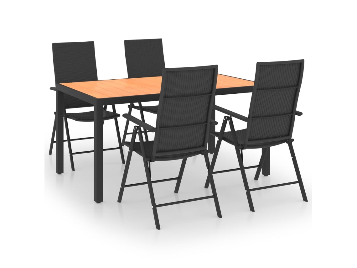 Conjunto 5 de comedor de jardín VIDAXL negro y marrón