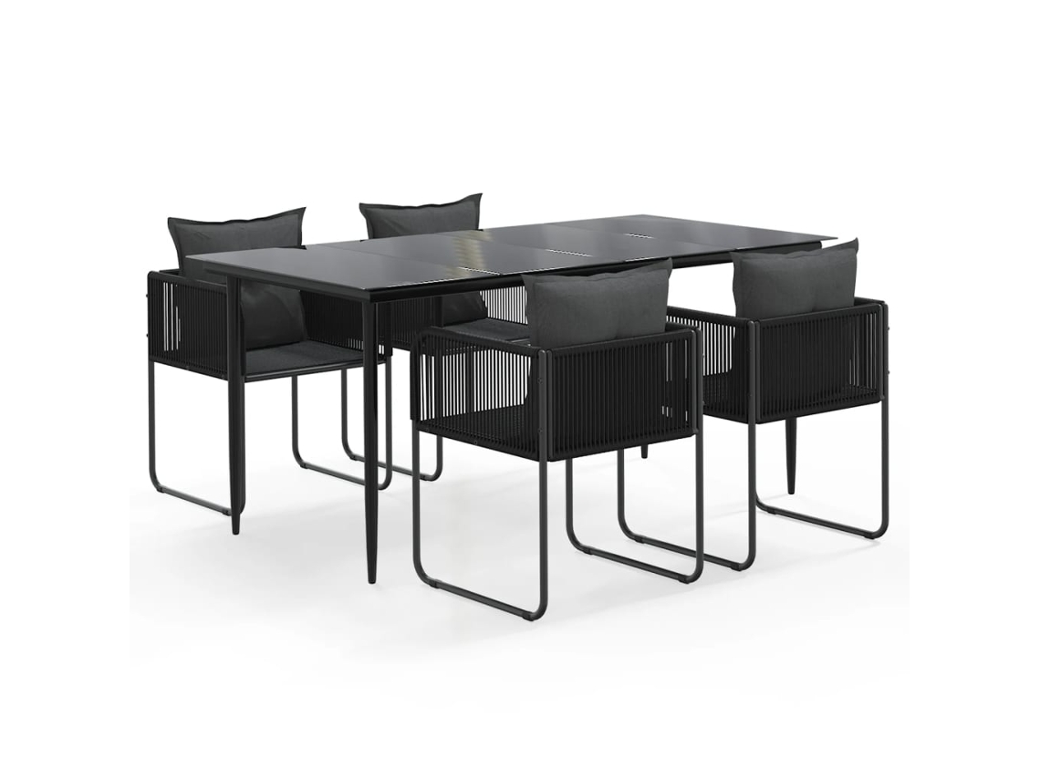 VIDAXL Juego De Comedor Para Jardín 5 Piezas Negro