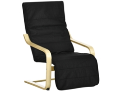 Sillón Relax Comfort con Reposapiés Ajustable y Extraíble, 94 x 66,5 x 100 cm, Madera Maciza Roja