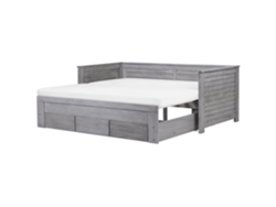 Cama con somier BELIANI Cahors de Madera de caucho Gris 186x209x72