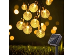 Una Decoración Luminosa Solar De 7 Metros (23 Pies) De Largo Con 50 Bolas De Cristal Led Decorativas, Apta Para Uso En Exteriores Como Jardi