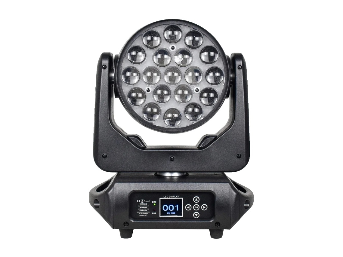 Cabezal móvil LED RGBW de 19 x 15 W, consumo de energía de 250 W, DJ 1915 C, enchufe OEM de la UE