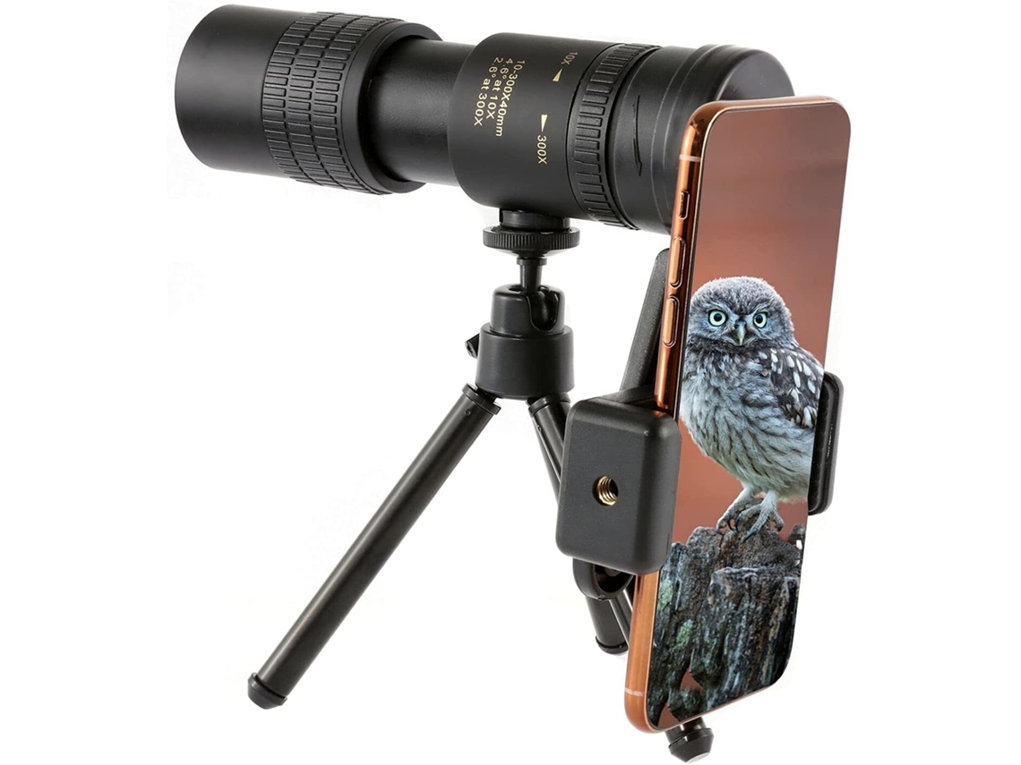 Monocular CHRONUS Alta Potencia con Trípode Adaptador para Smartphone Negro 10-300X40Mm