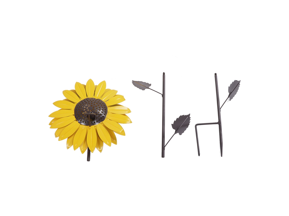 Comedero Pequeño De Metal Con Forma De Girasol Para Pájaros, Ideal Para Colgar En El Jardín O Patio (color Amarillo).