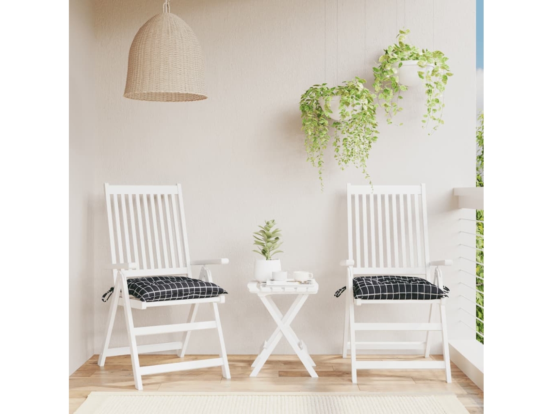 Cojines Para Silla 2 Uds Tela Oxford A Cuadros Negro 50x50x7 Cm