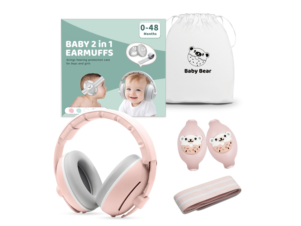 Orejeras Protectoras 2 En 1 Anti-ruido Para Lactantes 0-48 Meses, Aislamiento 25db, Regulables, Perfectas Para Descanso Y Viajes