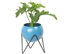 Jarrón Redondo Moderno De Metal Con Soporte - Decoración Para Interiores Y Exteriores (azul)