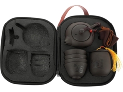 Tetera De Arcilla Portátil Con Diseño Elegante Y Tazas. Diseño Elegante Y Estable Para Viajar.