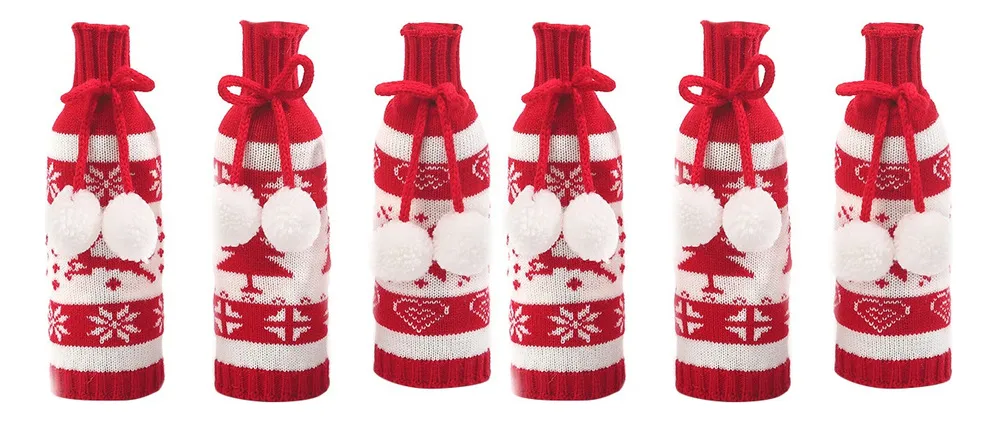 Nuevas 6 hermosas fundas navideñas para botellas Definitionvayotoy