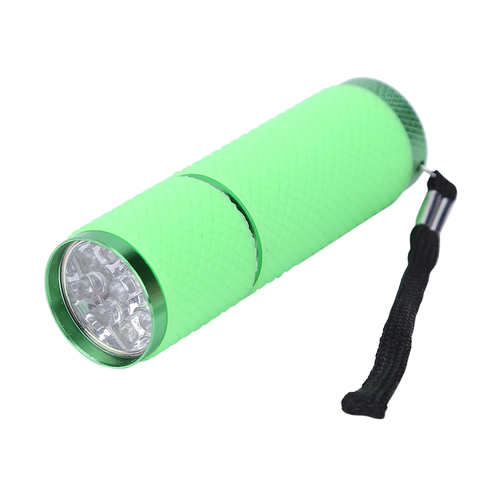 Mini linterna, 9 bombillas LED, material de aleación de aluminio, con cable MDUG (verde)