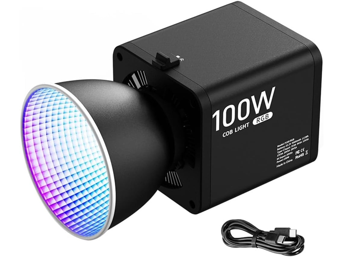 Luz De Vídeo Led Cob Rgb Regulable Portátil De 100 W, 2700-6500 K.