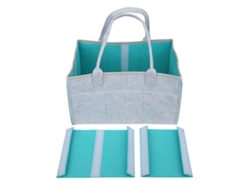 Organizador De Pañales Para Bebé Con Múltiples Compartimentos, Bolso Para La Madre, Fieltro, Gris Y Verde Claro.