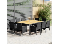 11 Piezas Conjunto De Jantar Para Jardim Vime Pe Cinzento Dkd Home Decor
