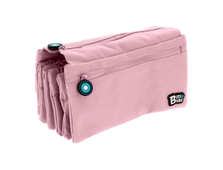 GRAFOPLÁS Estuche Portatodo Cuádruple de Alta Capacidad para Material Escolar. Rosa Soft