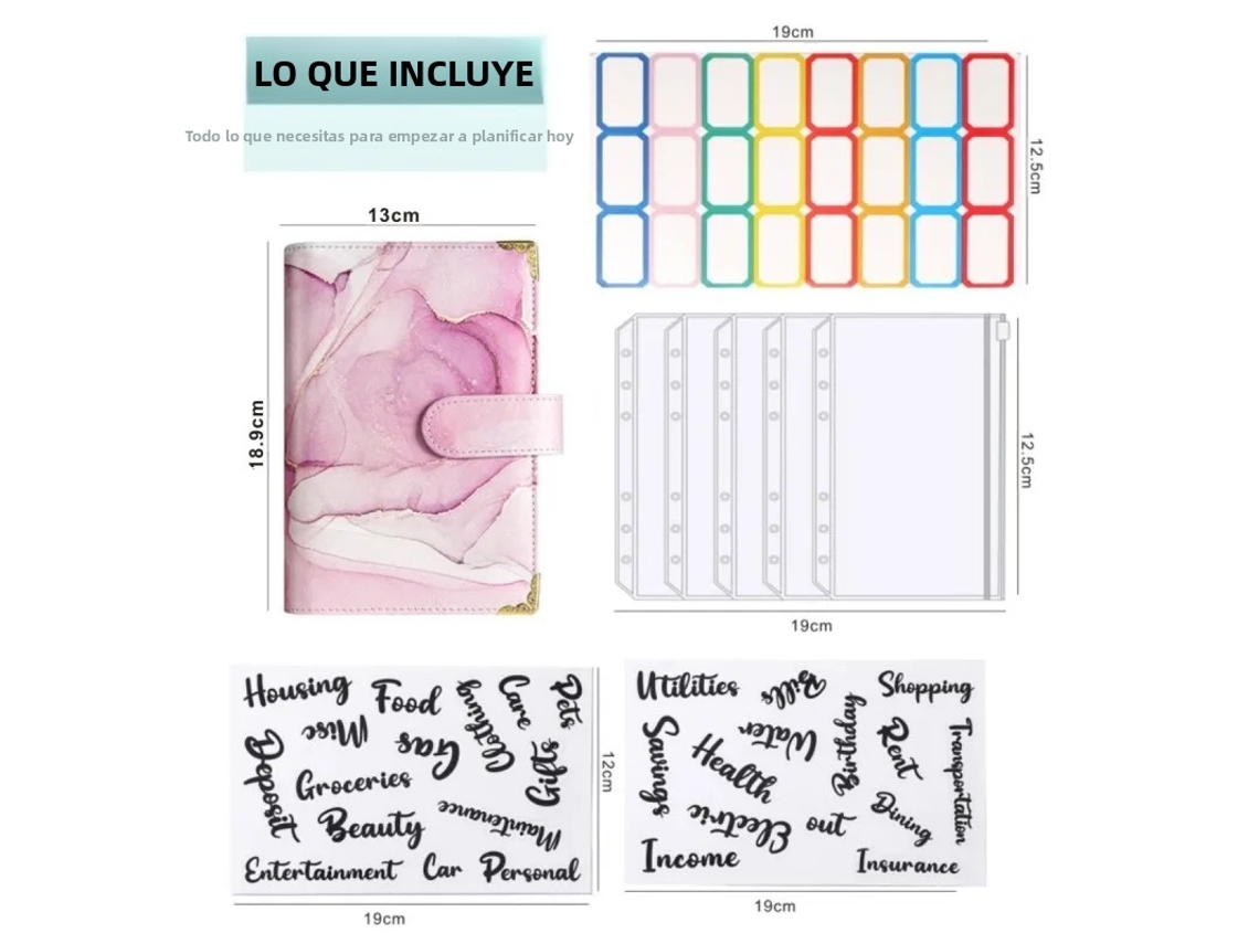 Juego de 8 cuadernos económicos MDUG A6 con estampado dorado y mármol.