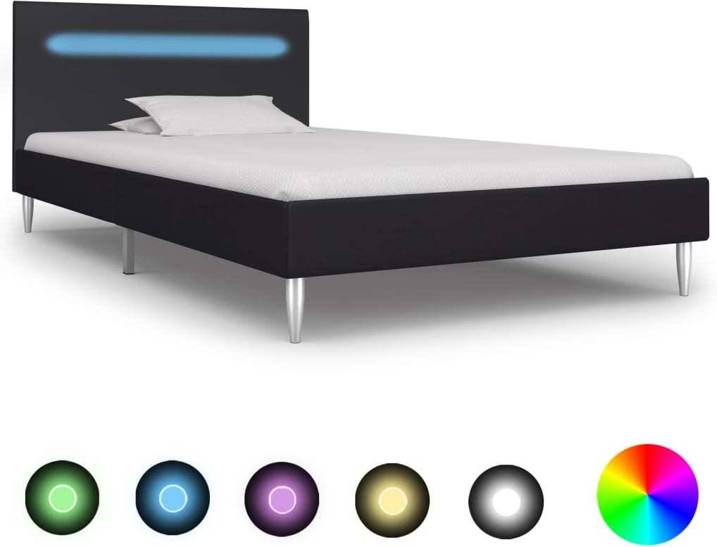Cama LED VIDAXL (Negro - Tela - Compatible con Colchón: 90x200 cm)
